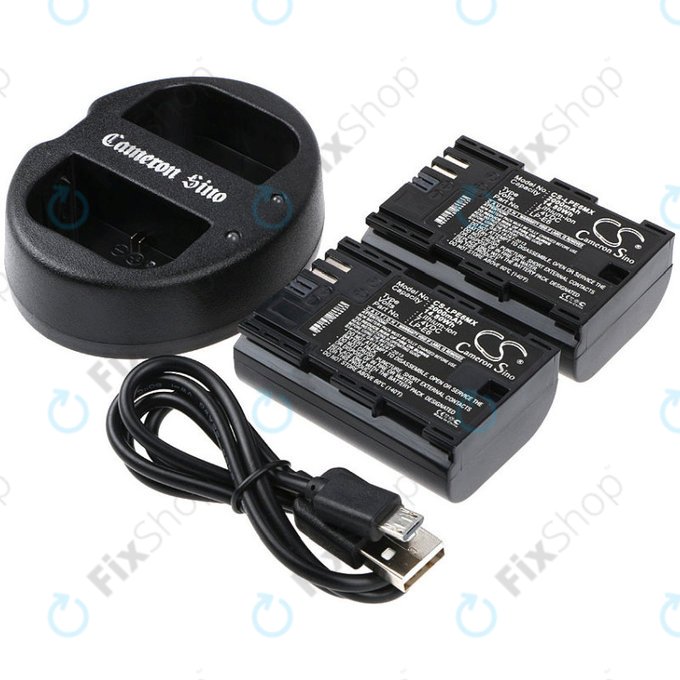 Baterie 2 ks s nabíječkou pro Canon EOS 5D Mark II, EOS 7D, 2000mAh, Li-Ion, 7.4V, LP-E6, HQ