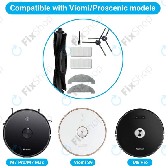 Xiaomi Viomi S9, Proscenic M7 Pro, M7 Max, M8 Pro - Standardní Set (Černý)