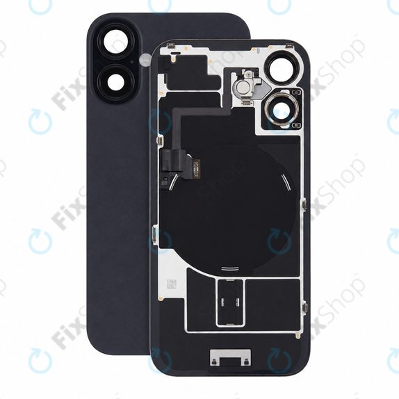 Sklo zadního housingu pro iPhone 16, Black, Pulled A