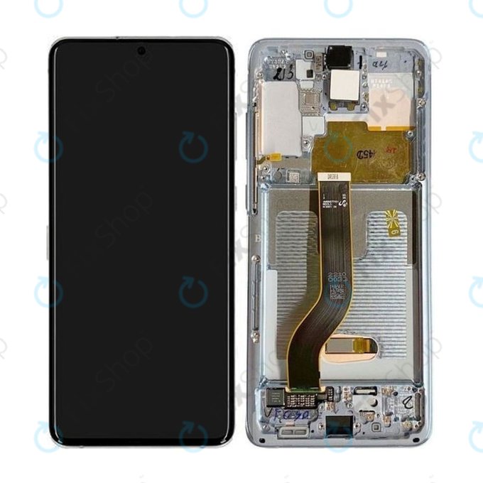Samsung Galaxy S20 Plus G985F - LCD Displej + Dotykové Sklo + Rám (Cloud White) - GH82-22134B, GH82-22145B Genuine Service Pack