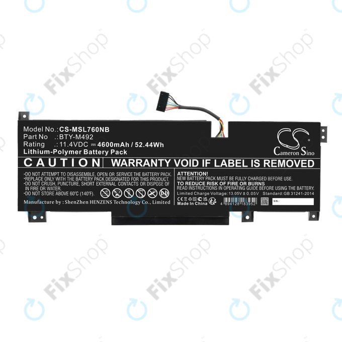 Baterie pro MSI Pulse GL76, Katana GF66, Bravo 15, Crosshair 17, 4600mAh, Li-Pol, 11.4V, BTY-M492, HQ