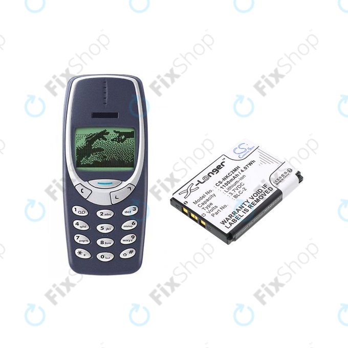 Baterie pro Nokia 3310, 3330, 1220, 1260, 3560, 5510, 6650, 6800, BLC-2, Li-ion, 3.7V, 1100mAh, HQ