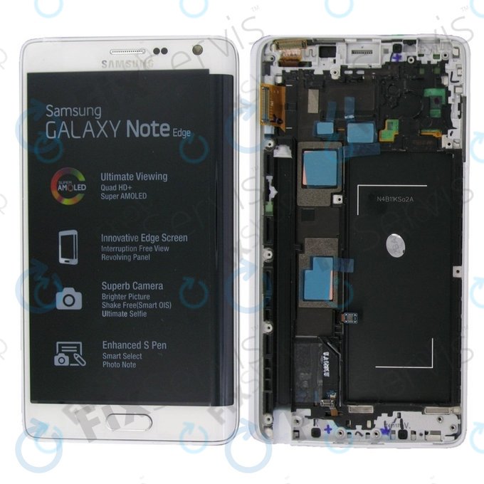 Samsung Galaxy Note Edge N915FY - LCD Displej + Dotykové Sklo + Rám (White) - GH97-16636B Genuine Service Pack