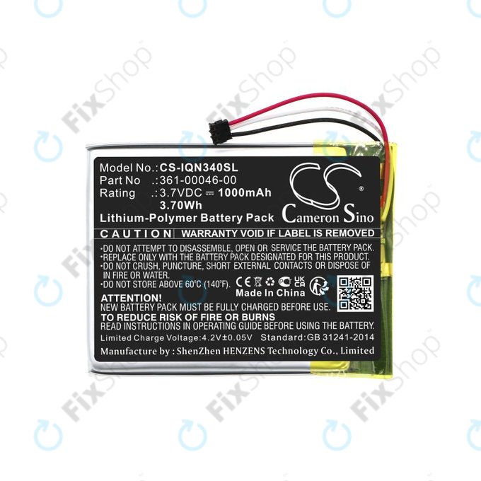 Baterie pro Garmin Dash Cam 20, Nuvi 3400, 1000mAh, Li-Pol, 3.7V, 361-00046-00, HQ