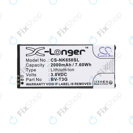 Baterie pro Nokia Lumia 650, 2000mAh, Li-Ion, 3.8V, BV-T3G, HQ