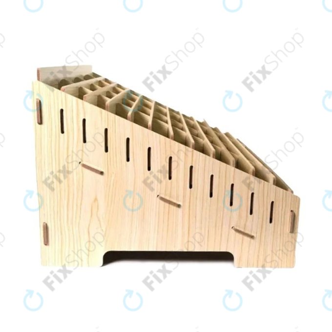 Univerzální dřevěný stojan / organizér na telefony s 48 přihrádkami