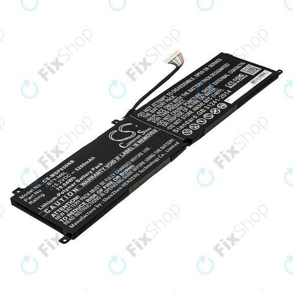 Baterie pro MSI GS65 Stealth Thin, PS63, P65 Creator 8RF, 5200mAh, Li-Pol, 15.2V, BTY-M6L, HQ