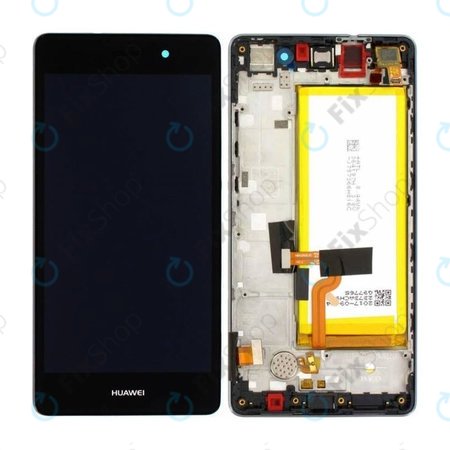 Huawei P8 Lite ALE-L21 - LCD Displej + Dotykové Sklo + Rám + Baterie (Black) - 02350KCW, 02350KCC, 02350KCB, 02350JVD Genuine Service Pack