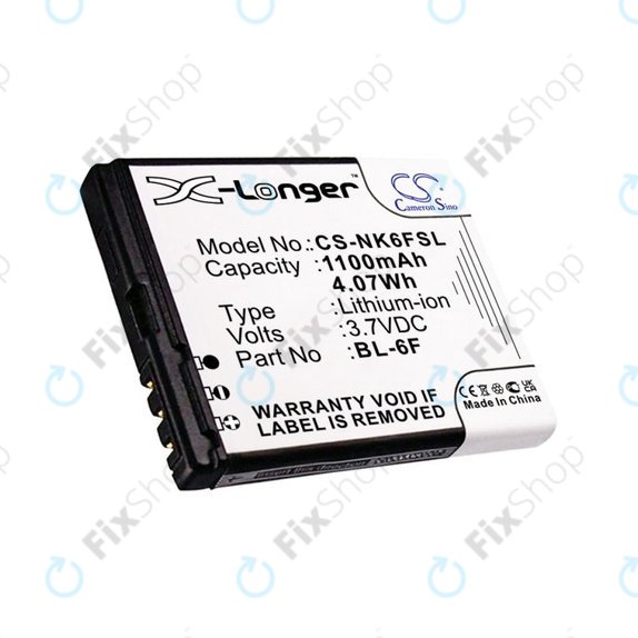 Baterie pro Nokia N78, N79, N95 8GB, 1100mAh, Li-Ion, 3.7V, BL-6F, HQ