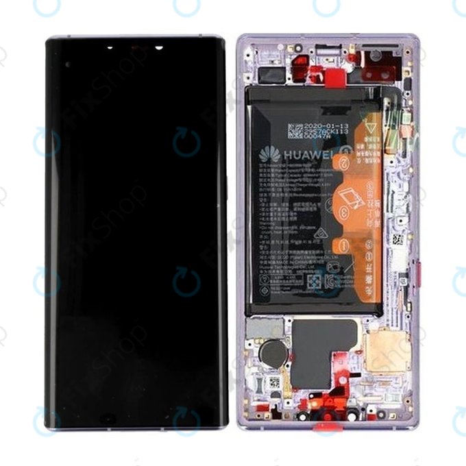 Huawei Mate 30 Pro - LCD Displej + Dotykové Sklo + Rám + Baterie (Space Silver) - 02353EQX, 02353HJH