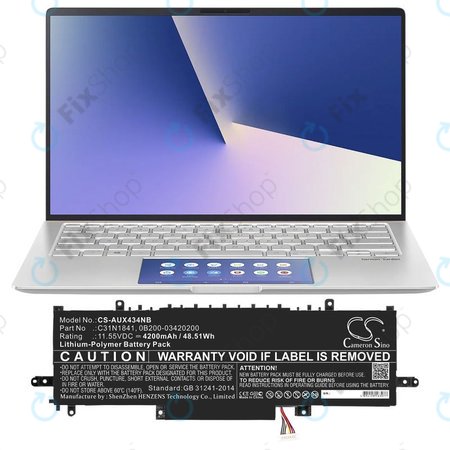 Baterie pro Asus ZenBook 14, Flip 14, 4200mAh, Li-Pol, 11.55V, C31N1841, HQ