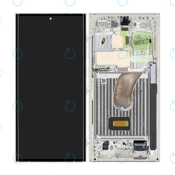 Samsung Galaxy S23 Ultra S918B - LCD Displej + Dotykové Sklo + Rám (Cream) - GH82-30466B, GH82-30465B Genuine Service Pack