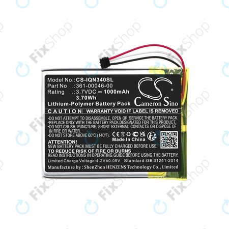 Baterie pro Garmin Dash Cam 20, Nuvi 3400, 1000mAh, Li-Pol, 3.7V, 361-00046-00, HQ