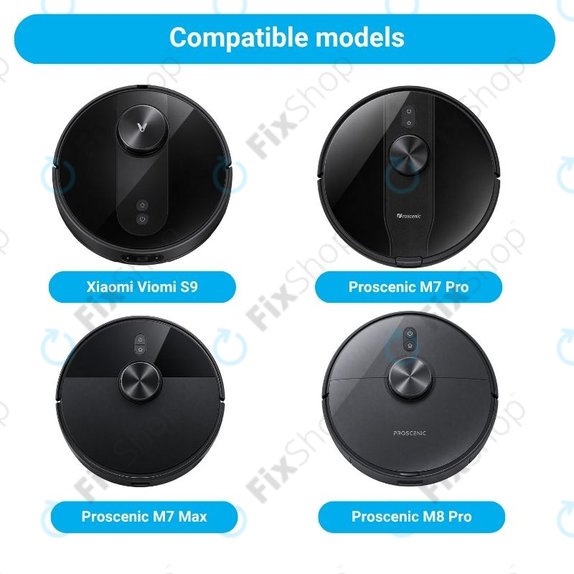 Sada náhradních dílů pro Xiaomi Viomi S9, Proscenic M7 Pro, M7 Max, M8 Pro (2x Hlavní kartáč, 4x Filtr, 4x Boční kartáč, 4x Mopovací útěrka, 4x Sáčky na prach)