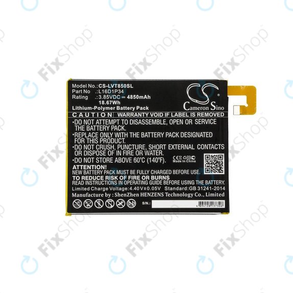 Baterie pro Lenovo Tab 4, Lenovo TB850, 4850mAh, Li-Pol, 3.85V, L16D1P34, HQ