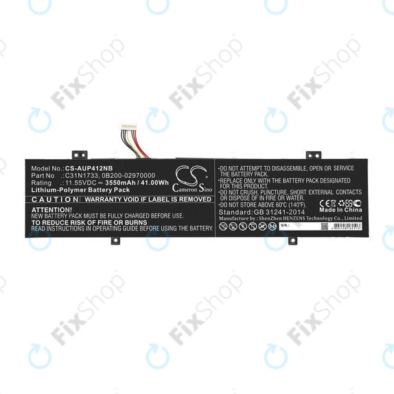 Baterie pro Asus VivoBook Flip 14 Tp412fa/ua, 3550mAh, Li-Pol, 11.55V, C31N1733, HQ