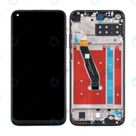 Huawei P40 Lite E - LCD Displej + Dotykové Sklo + Rám (Midnight Black) TFT
