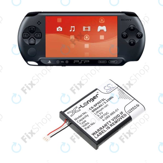 Baterie pro Sony PSP E1000, E1002, E1004, E1008, 900mAh, Li-Ion, 3.7V, SP70C, HQ