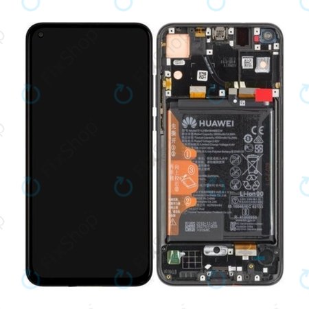 Huawei Honor View 20 - LCD Displej + Dotykové Sklo + Rám + Baterie (Midnight Black) - 02352JKP Genuine Service Pack