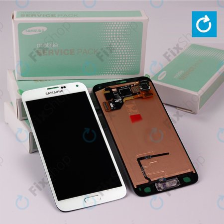Samsung Galaxy S5 G900F - LCD Displej + Dotykové Sklo (Shimmery White) - GH97-15959A, GH97-15734A Genuine Service Pack