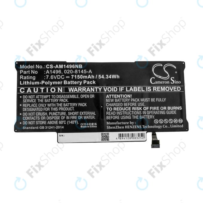 Apple MacBook Air 13" A1466 (Mid 2013 - Mid 2017) - Baterie A1496 7150mAh HQ