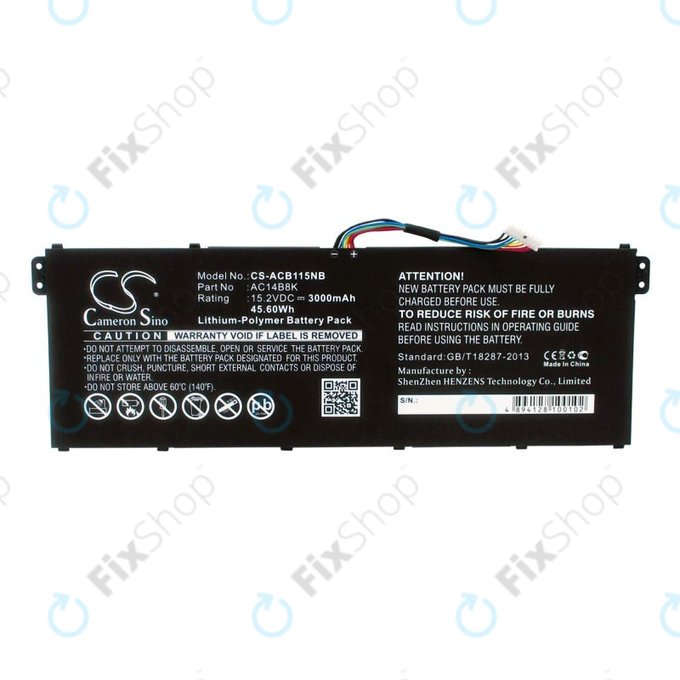 Baterie pro Acer Aspire 5, 7 E5, V3, Chromebook 11, 13, 15, 3000mAh, Li-Pol, 15.2V, AC14B18K, HQ