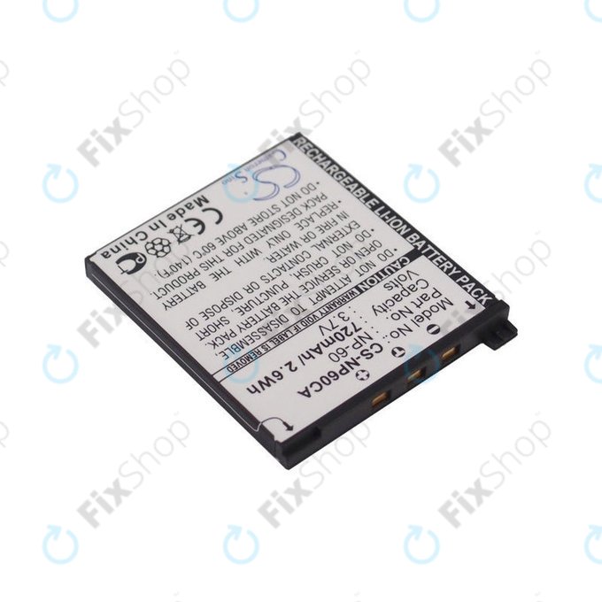 Baterie pro Casio Exilim Zoom EX-Z19, EX-Z85, EX-Z9, 720mAh, Li-Ion, 3.7V, NP-60, HQ