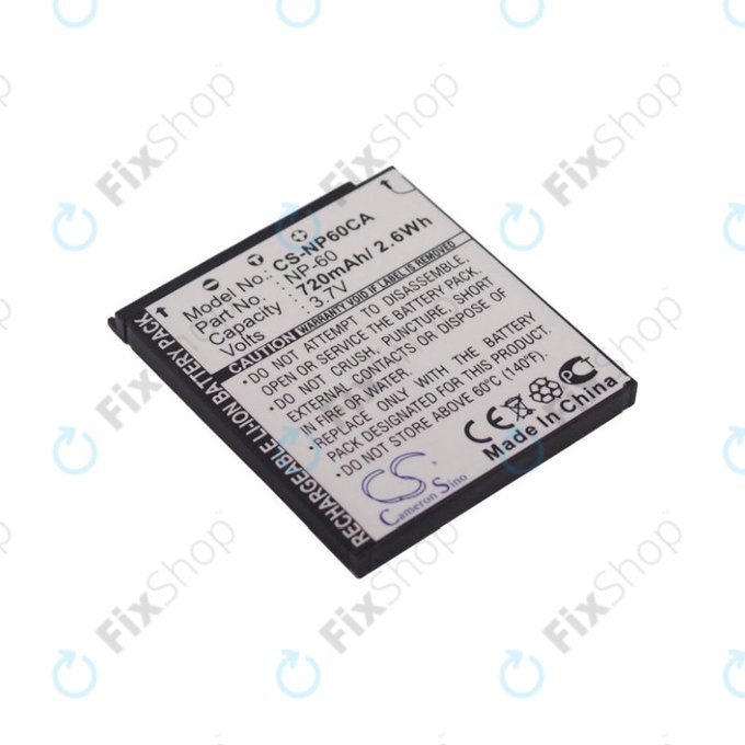 Baterie pro Casio Exilim Zoom EX-Z19, EX-Z85, EX-Z9, 720mAh, Li-Ion, 3.7V, NP-60, HQ