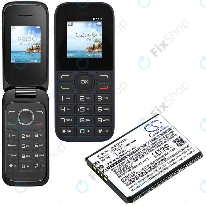 Baterie pro Alcatel OneTouch 1013, 1035D, 1046D, 400mAh, Li-Ion, 3.7V, TLi004FA, HQ