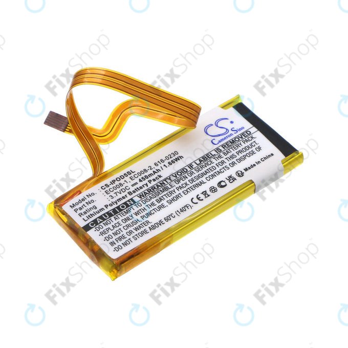 Baterie pro Apple iPod Classic 6th Gen, iPod 5G, iPod Video, 450mAh, Li-Pol, 3.7V, EC008, HQ