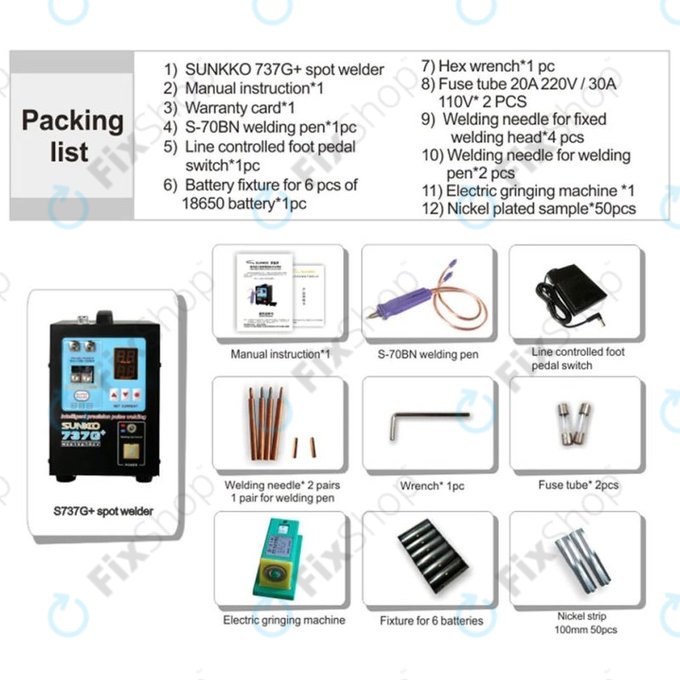 Sunkko 737G+ - Bodová Svářečka Baterí (4.3KW)