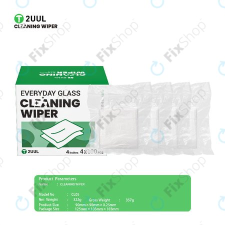 Bezprašné čisticí utěrky na sklo, 2UUL CL05, 4x100ks/box