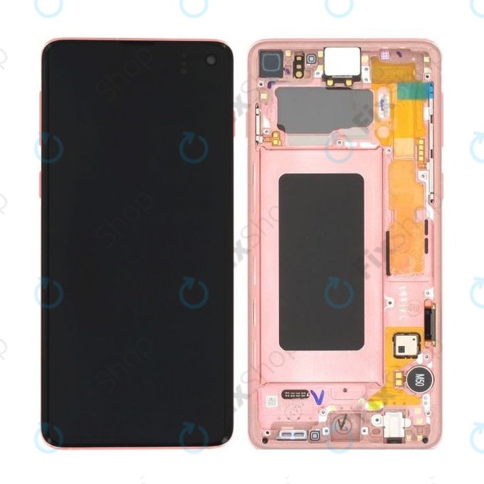 Samsung Galaxy S10 G973F - LCD Displej + Dotykové Sklo + Rám (Pink Gold) - GH82-18850D Genuine Service Pack