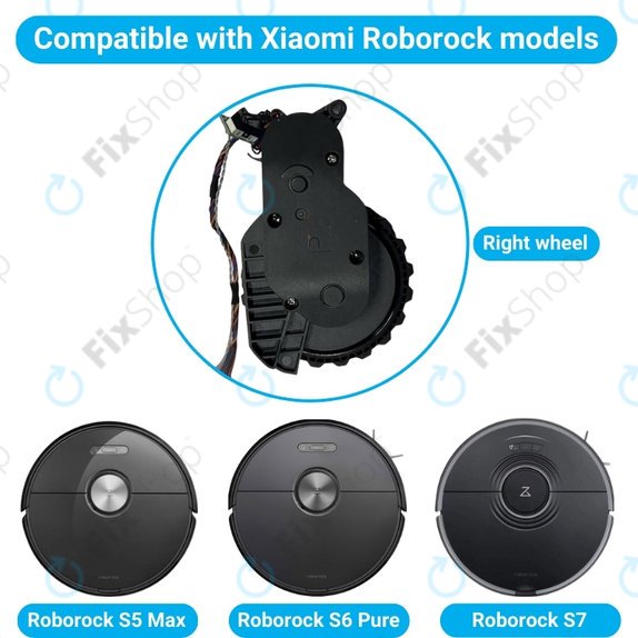 Xiaomi Roborock S5 Max, S6 Pure, S7 - Kolo s Motorem (Pravé) (Černé)