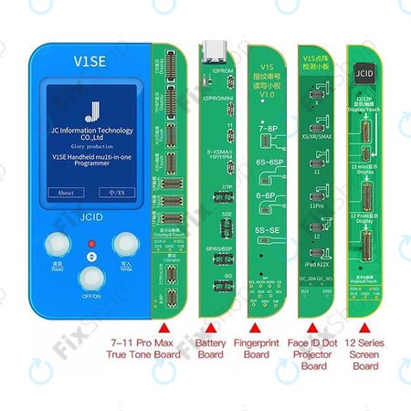 JC V1SE Programmer + LCD, Battery, Fingerprint, Face ID a 12-series Boards (iPhone 7 - 12 Pro Max)