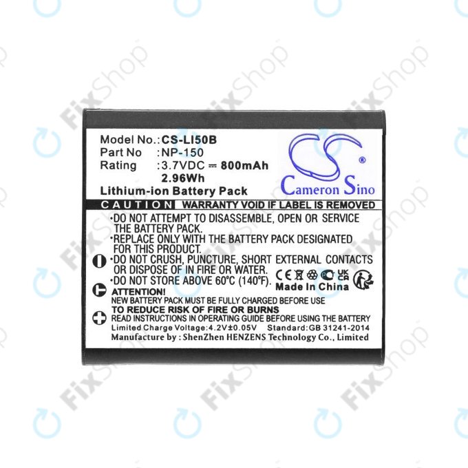 Baterie pro Olympus MJU, Casio Exilim, Kodak PIXPRO, 800mAh, Li-Ion, 3.7V, NP-150, HQ