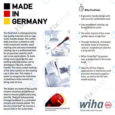 Wiha PicoFinish® 260P - Přesný Šroubovák - Plochý 0.8mm