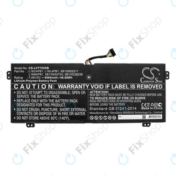Nabíječka pro Lenovo Yoga 720-13, 730-13, 6000mAh, Li-Pol, 7.68V, L16L4PB1, HQ