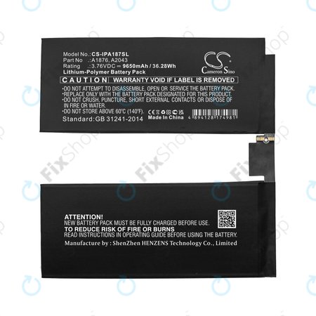 Apple iPad Pro 12.9 (3rd Gen 2018), iPad Pro 12.9 (4th Gen 2020) - Baterie A1876, A2043 9650mAh HQ