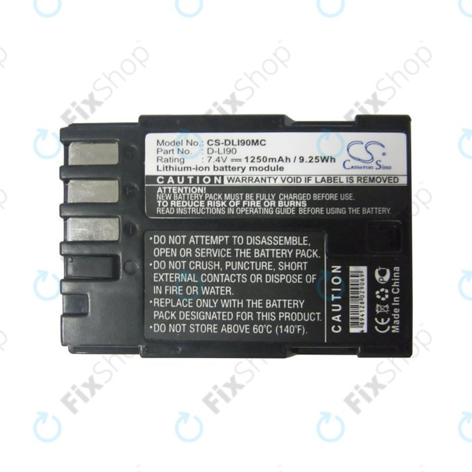 Baterie pro Pentax 645d, K-5, 1250mAh, Li-Ion, 7.4V, D-LI90, HQ