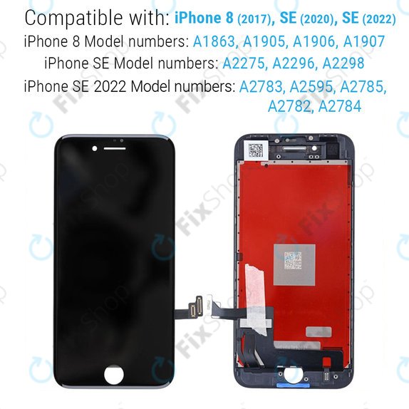 Displej pro iPhone 8, SE (2020), SE (2022), White, Dotykové sklo s rámem