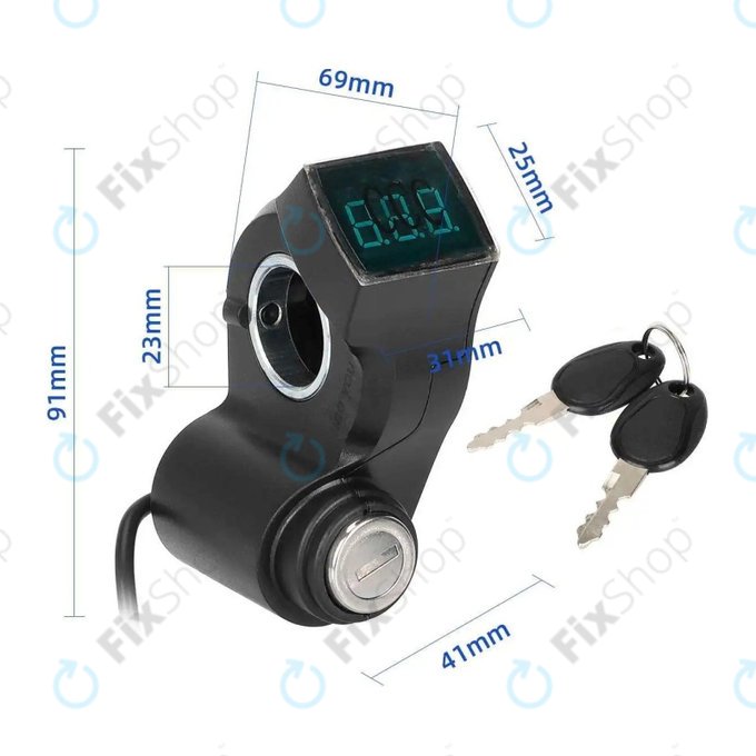 Kugoo Kirin M4, M4 Pro, Speedual, Zero 8X, 10X, MiniWalker, T10-DDM - Spínač Zapalování s Voltmetrem