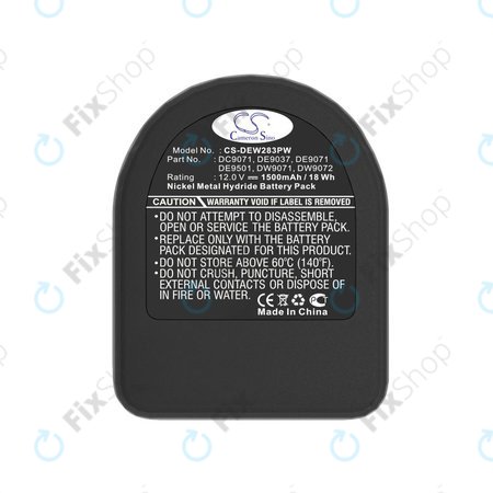 Baterie pro Dewalt DCD940B2, DCD910KX, 1500mAh, Ni-MH, 12V, DC9071, DE9074, HQ
