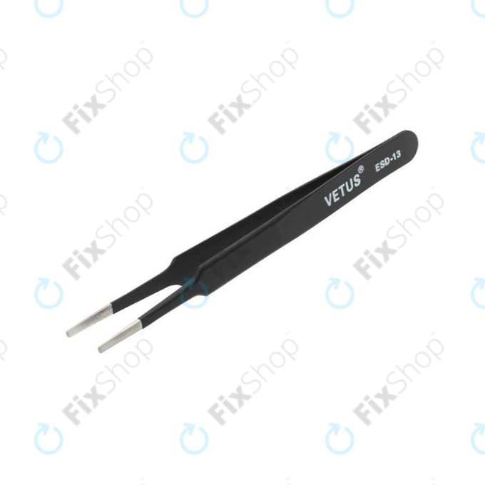 Vetus ESD-13 - Antistatická Kovová Pinzeta s Plochou Špičkou (115mm)