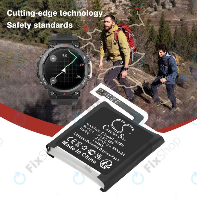 Baterie pro Amazfit T-Rex 2, A2169, A2170, 500mAh, Li-Pol, 3.87V, PL572428, HQ