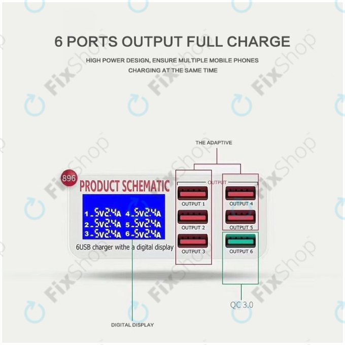 Product Schematic 896 - USB Servisní Nabíjecí Stanice s USB 3.0