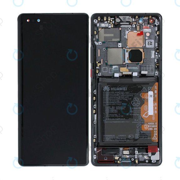 Huawei Mate 40 Pro NOH-NX9 - LCD Displej + Dotykové Sklo + Rám + Baterie (Black) - 02353YMT Genuine Service Pack