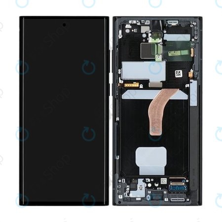 Samsung Galaxy S22 Ultra S908B - LCD Displej + Dotykové Sklo + Rám (Graphite) - GH82-27488E, GH82-27489E Genuine Service Pack