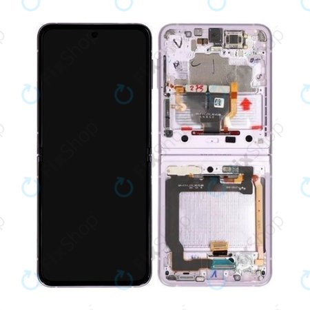 Samsung Galaxy Z Flip 3 F711B - LCD Displej + Dotykové Sklo + Rám (Lavender) - GH82-26273D, GH82-27244D Genuine Service Pack