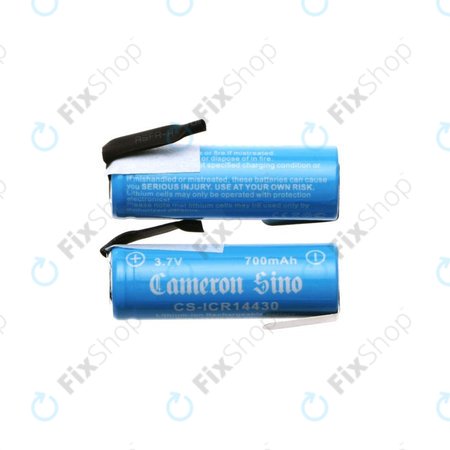 Baterie 14430 s montážními plíšky, 650mAh, Li-Ion, 3.7V, HQ